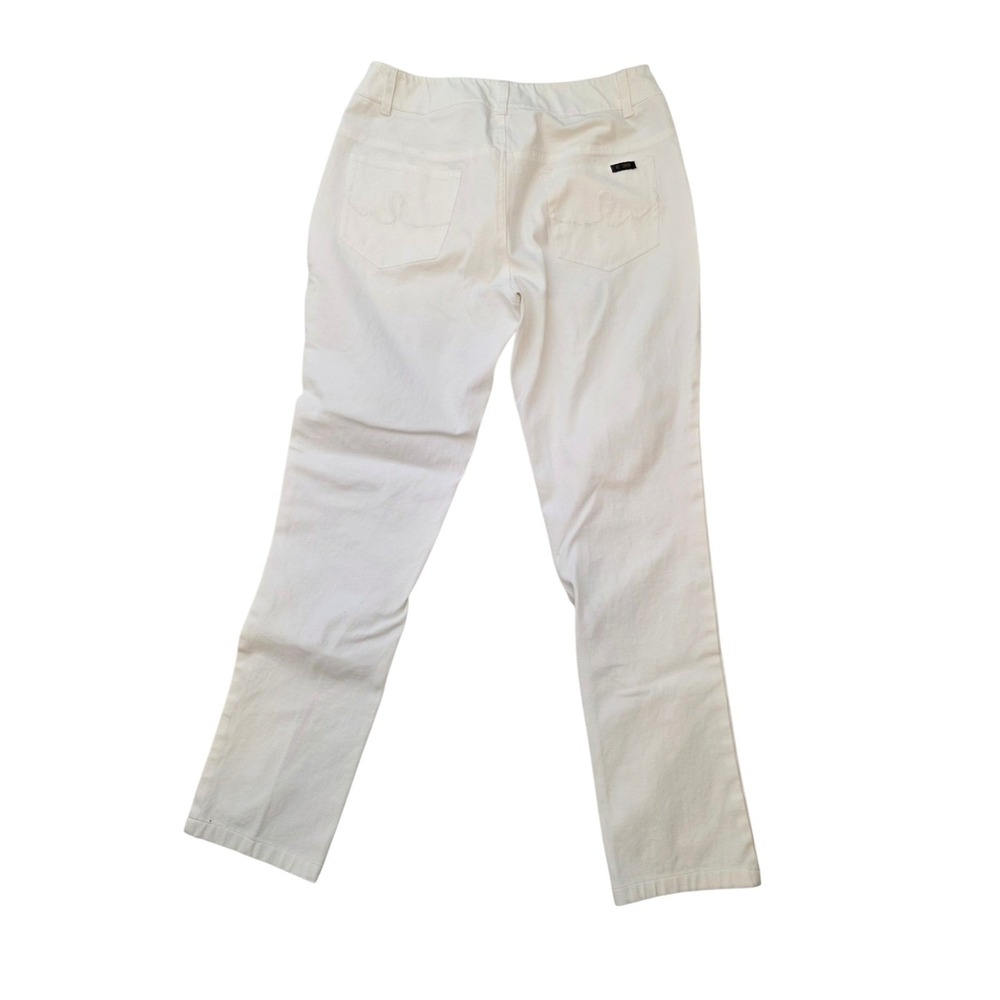 E39 By Eric Womens White Straight Leg Stretch Denim Jeans Size 8 Mid Rise
